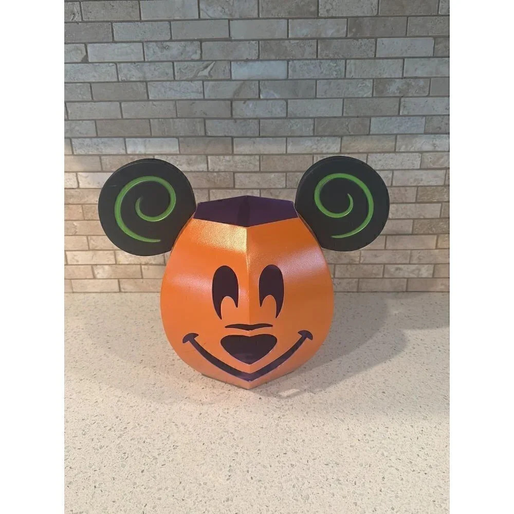 Disney Parks Mickey Mouse Pumpkin Jack O' Lantern‎ Luminary Metal Tin RARE